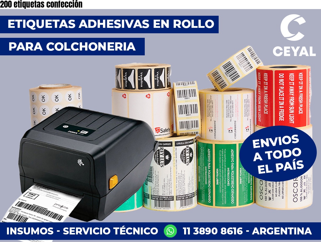 200 etiquetas confección