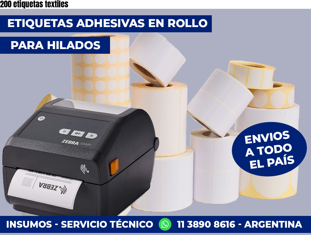 200 etiquetas textiles