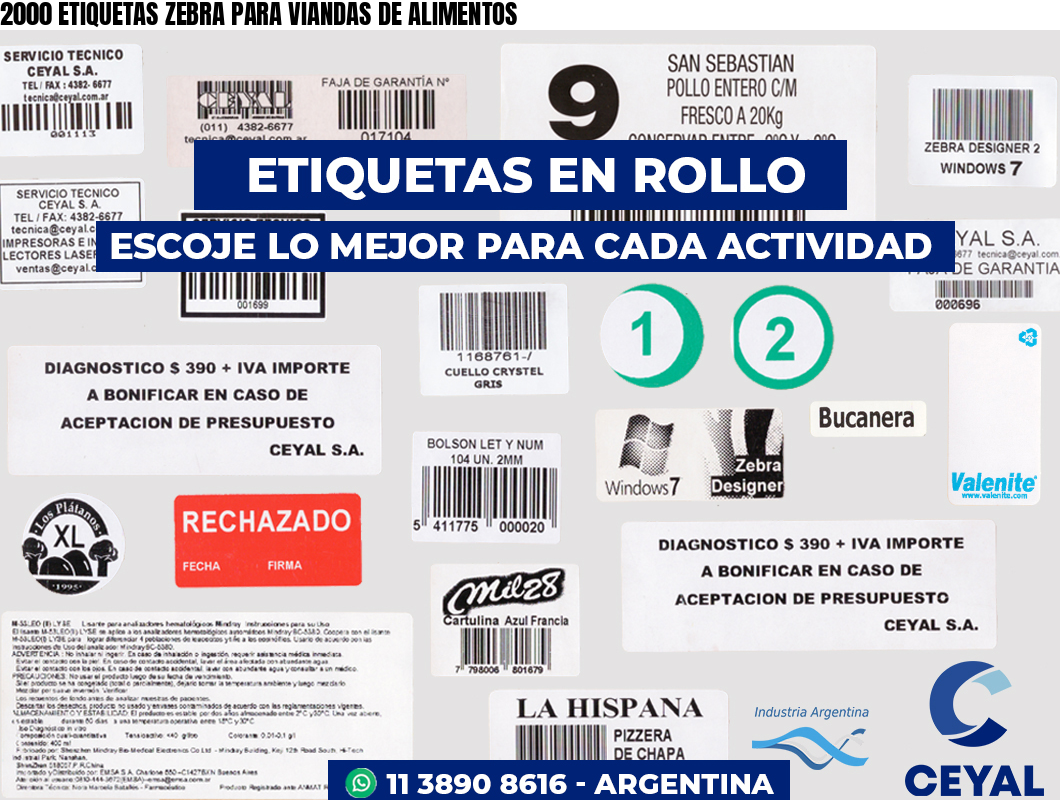 2000 ETIQUETAS ZEBRA PARA VIANDAS DE ALIMENTOS
