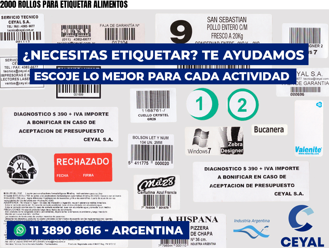 2000 ROLLOS PARA ETIQUETAR ALIMENTOS