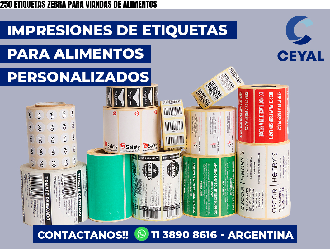 250 ETIQUETAS ZEBRA PARA VIANDAS DE ALIMENTOS
