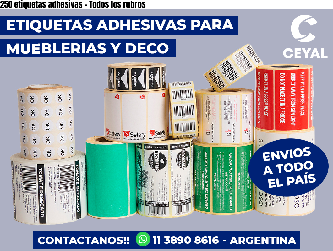 250 etiquetas adhesivas - Todos los rubros