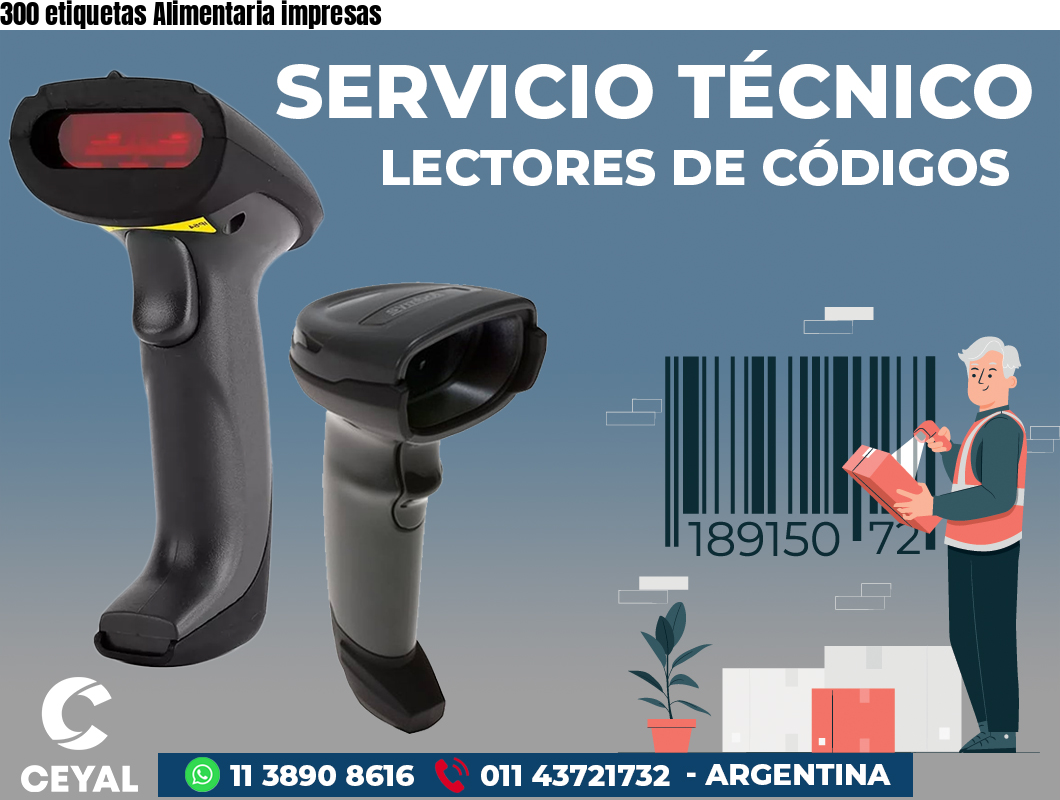 300 etiquetas Alimentaria impresas