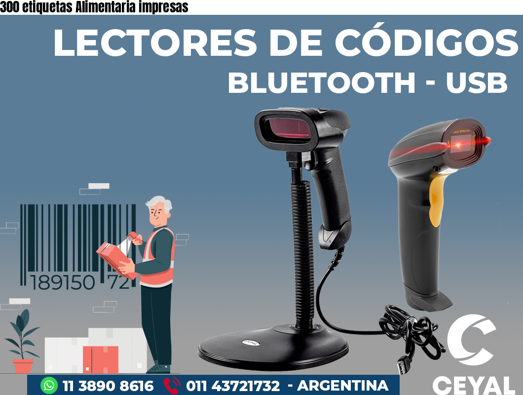 300 etiquetas Alimentaria impresas