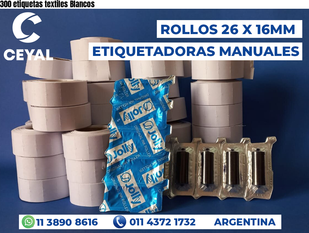 300 etiquetas textiles Blancos