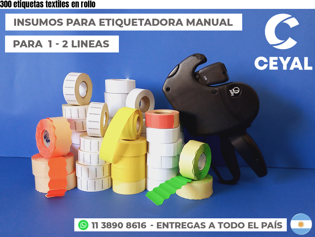 300 etiquetas textiles en rollo