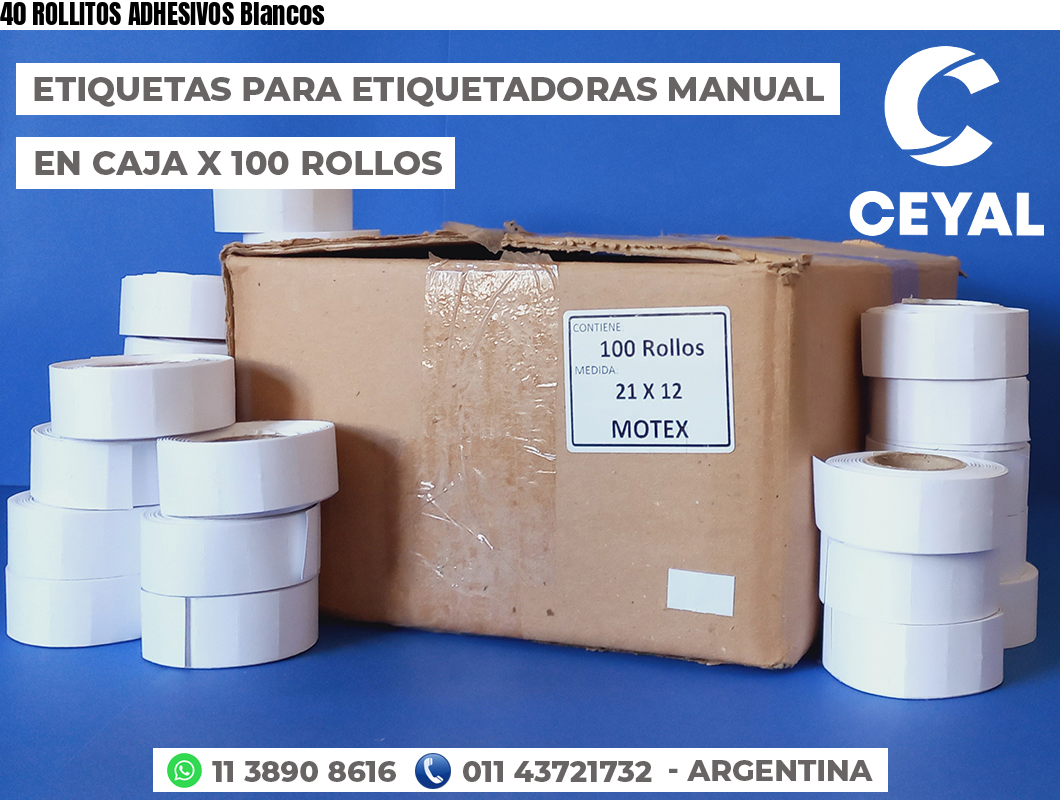 40 ROLLITOS ADHESIVOS Blancos