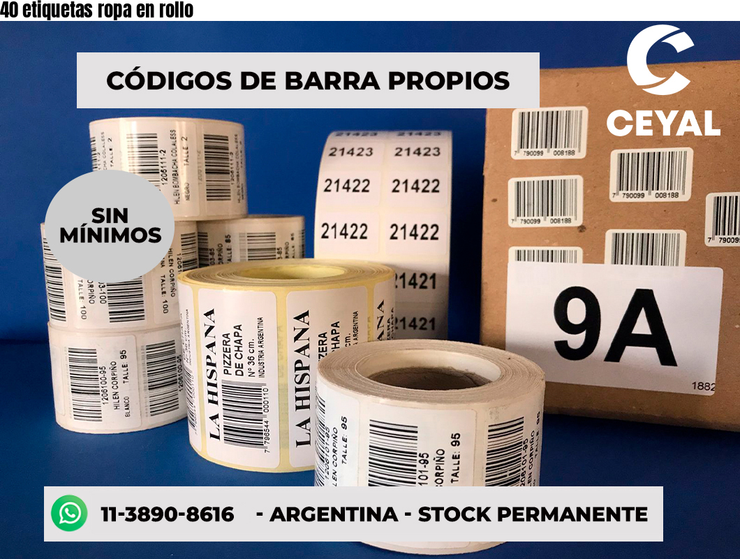 40 etiquetas ropa en rollo
