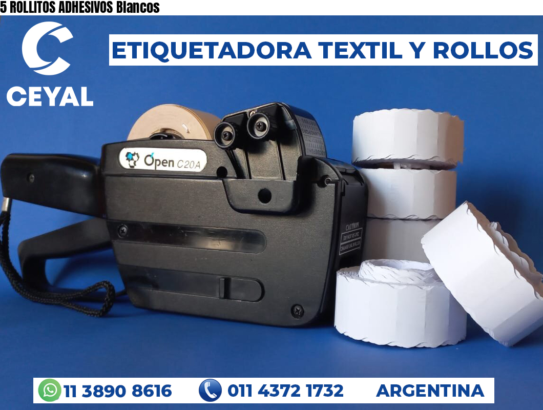 5 ROLLITOS ADHESIVOS Blancos