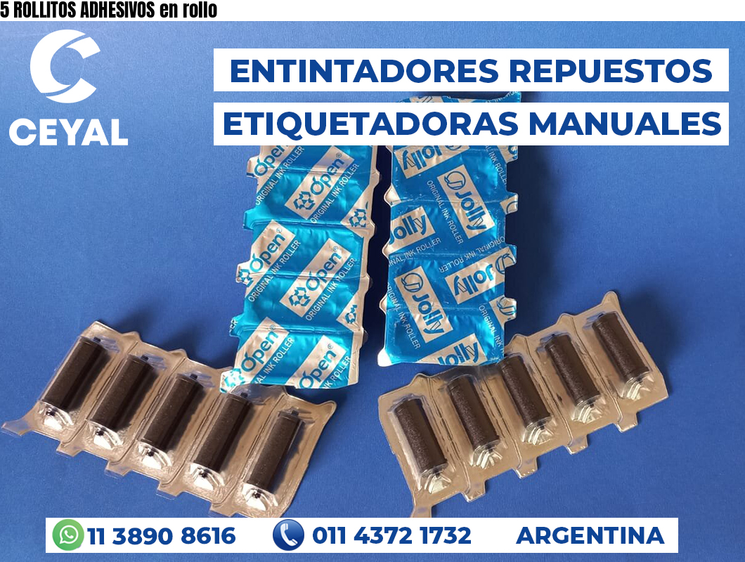 5 ROLLITOS ADHESIVOS en rollo