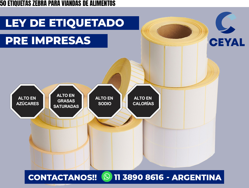 50 ETIQUETAS ZEBRA PARA VIANDAS DE ALIMENTOS