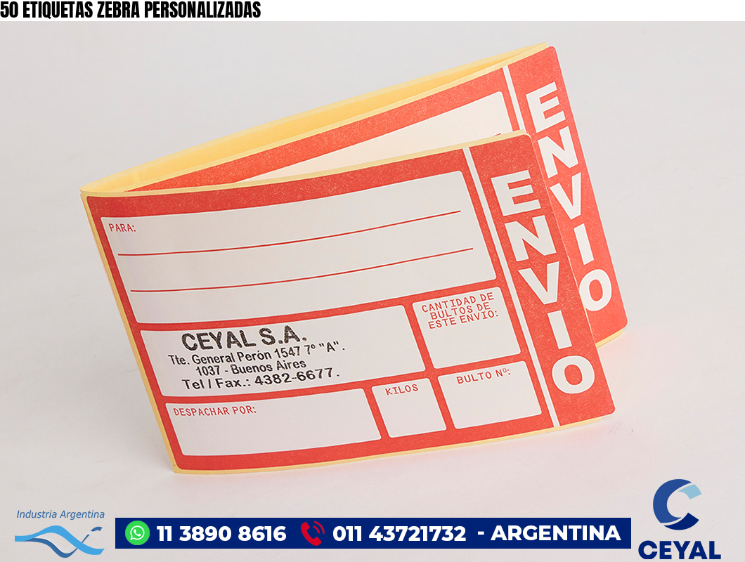 50 ETIQUETAS ZEBRA PERSONALIZADAS