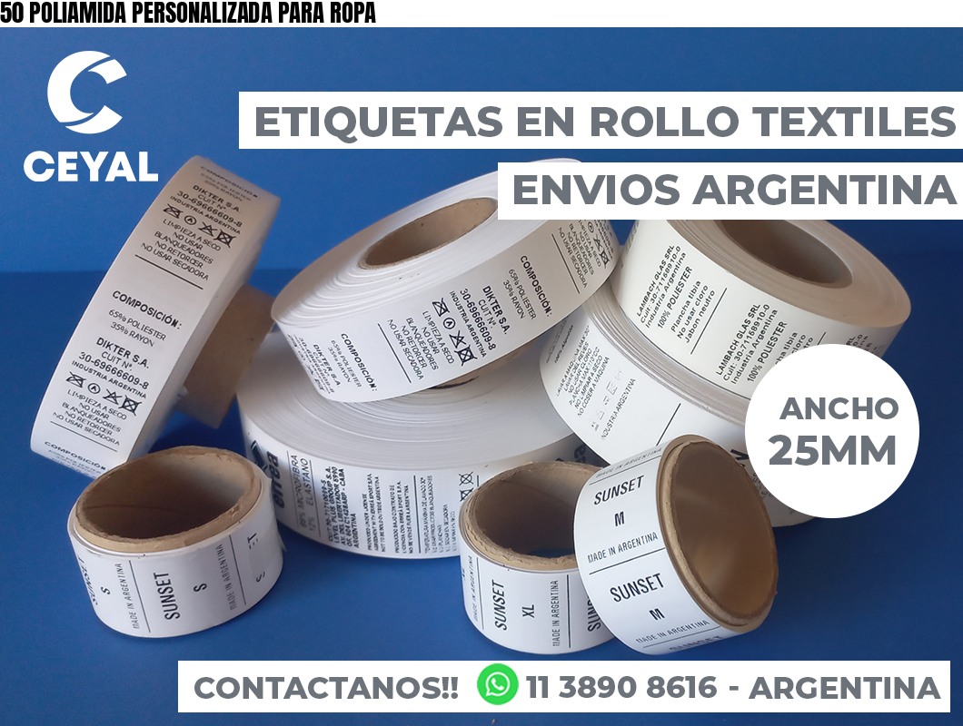 50 POLIAMIDA PERSONALIZADA PARA ROPA