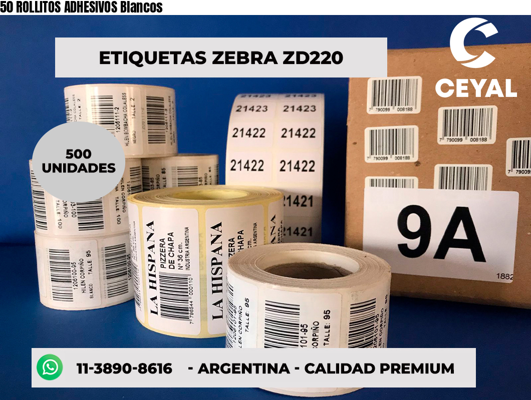 50 ROLLITOS ADHESIVOS Blancos