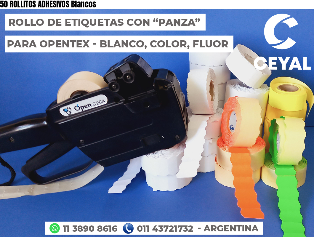 50 ROLLITOS ADHESIVOS Blancos