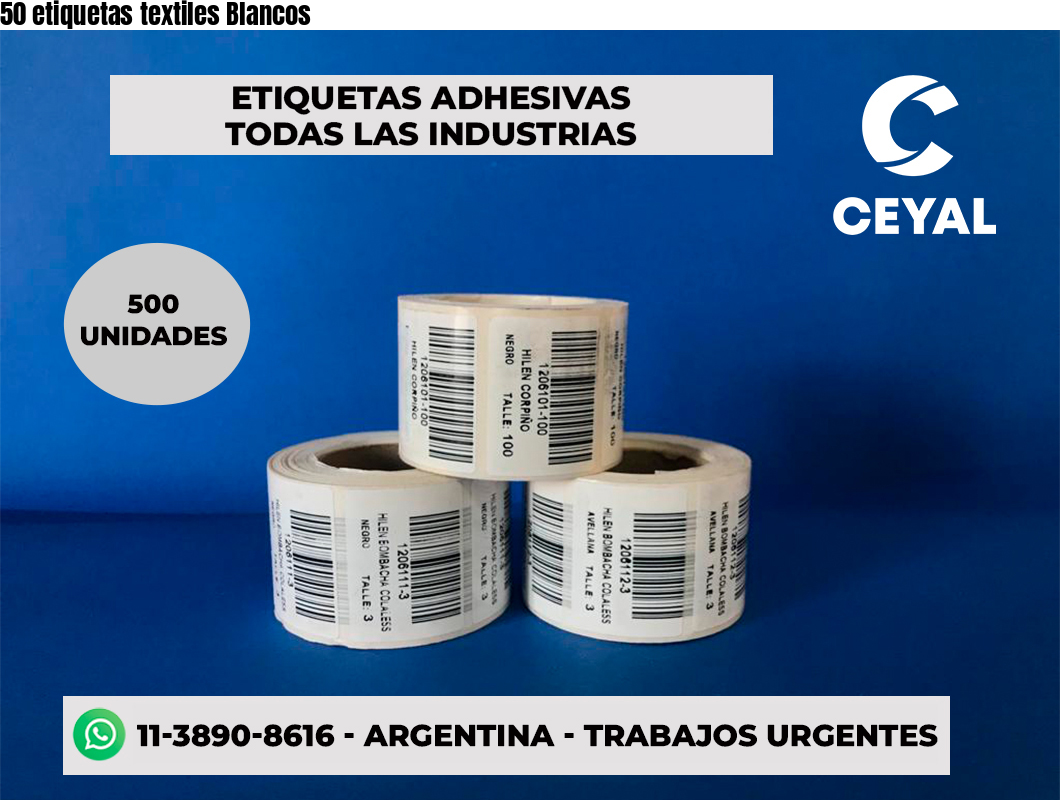 50 etiquetas textiles Blancos