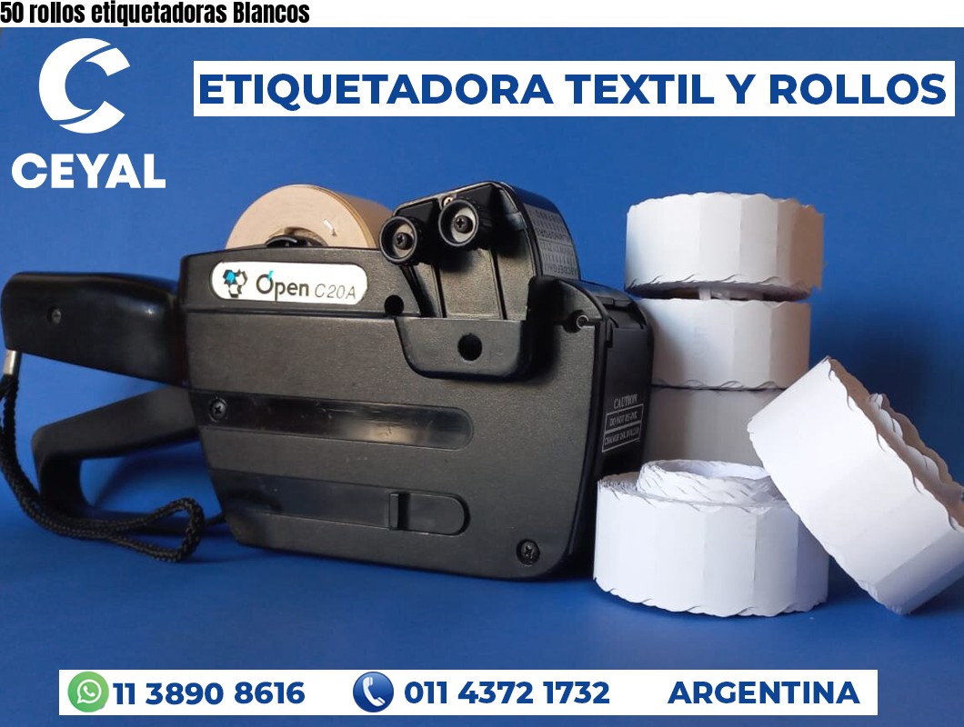 50 rollos etiquetadoras Blancos