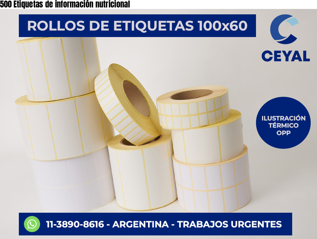 500 Etiquetas de información nutricional