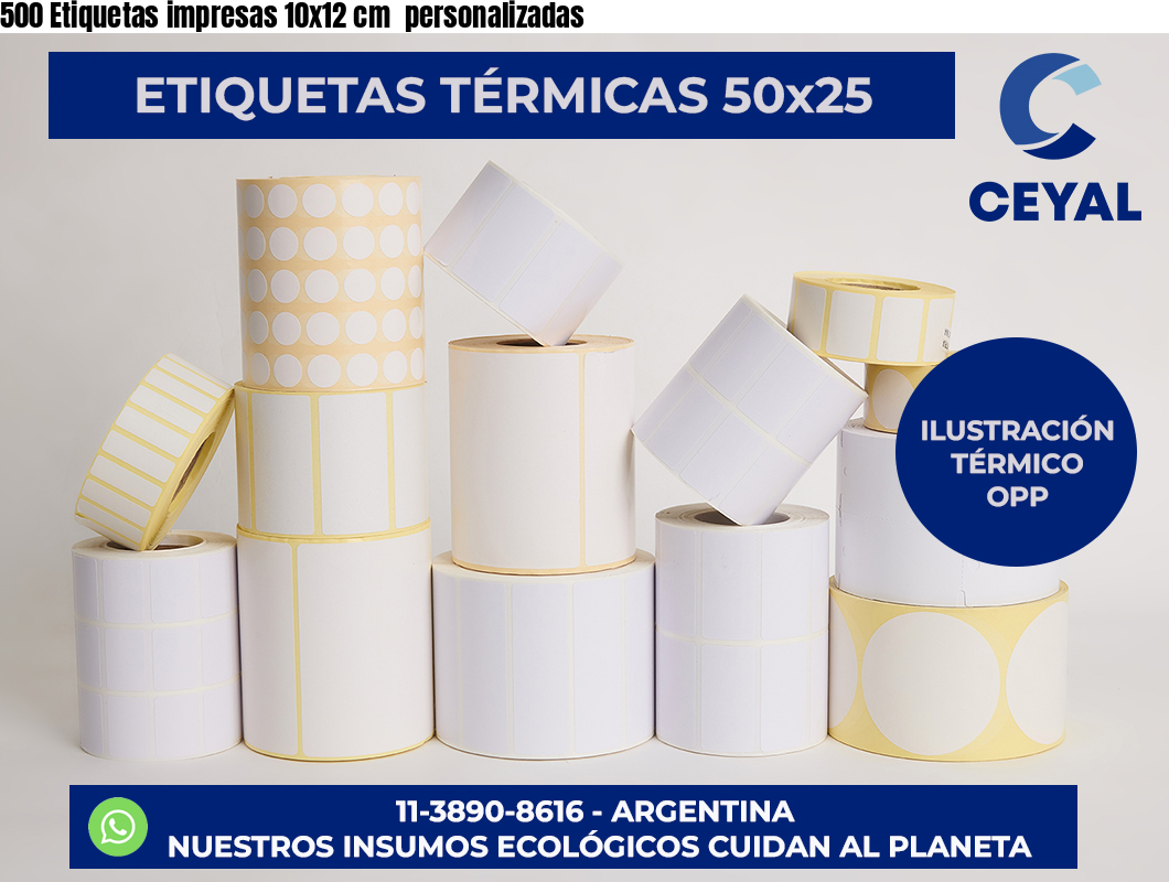 500 Etiquetas impresas 10×12 cm  personalizadas
