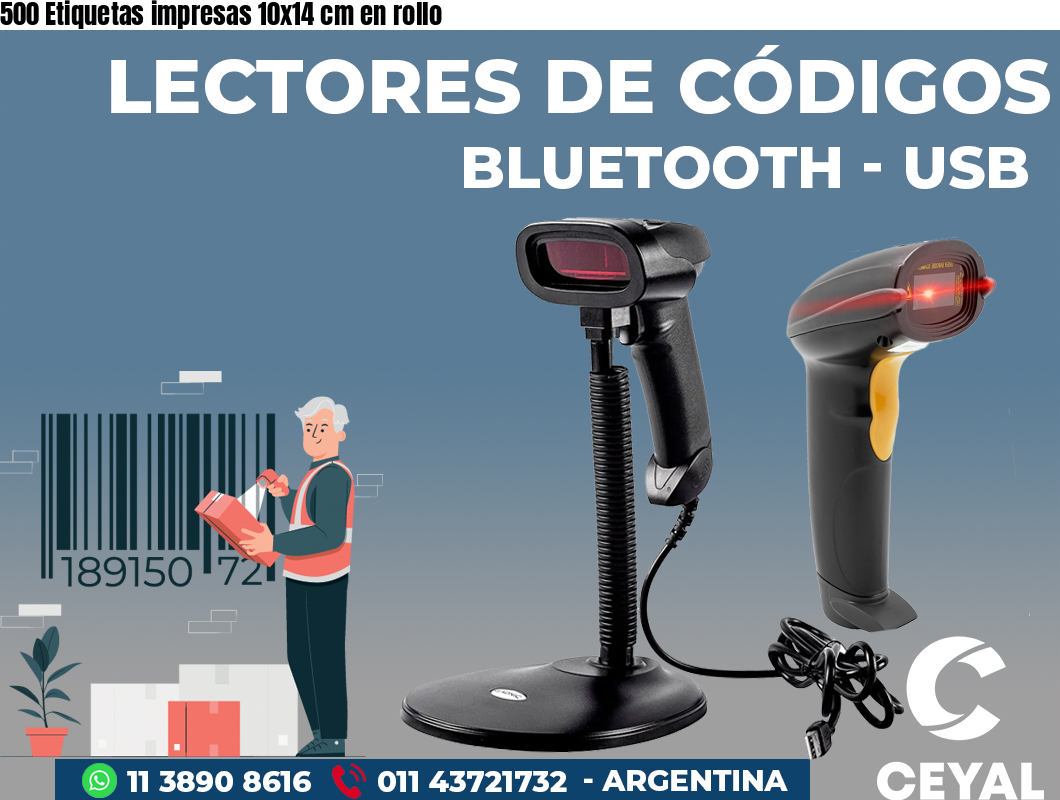 500 Etiquetas impresas 10x14 cm en rollo