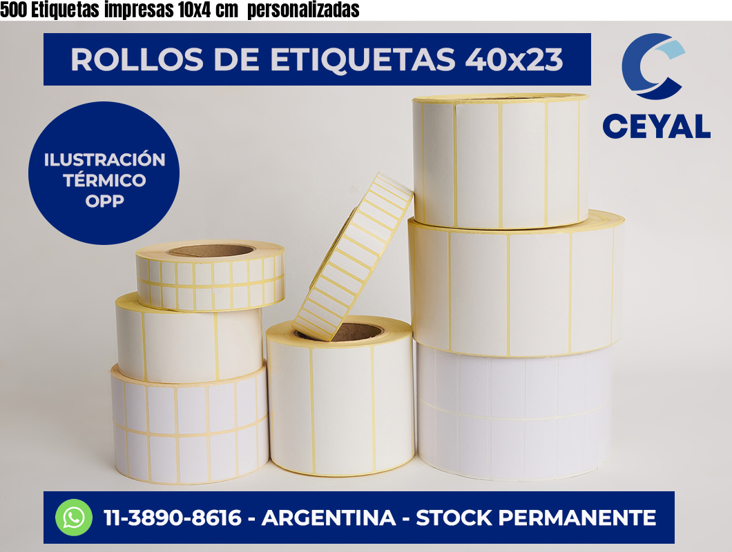 500 Etiquetas impresas 10×4 cm  personalizadas