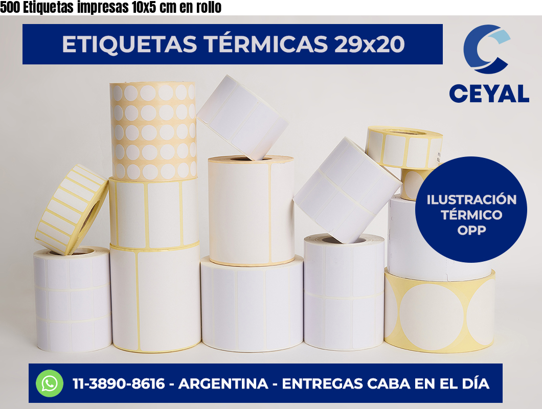500 Etiquetas impresas 10×5 cm en rollo