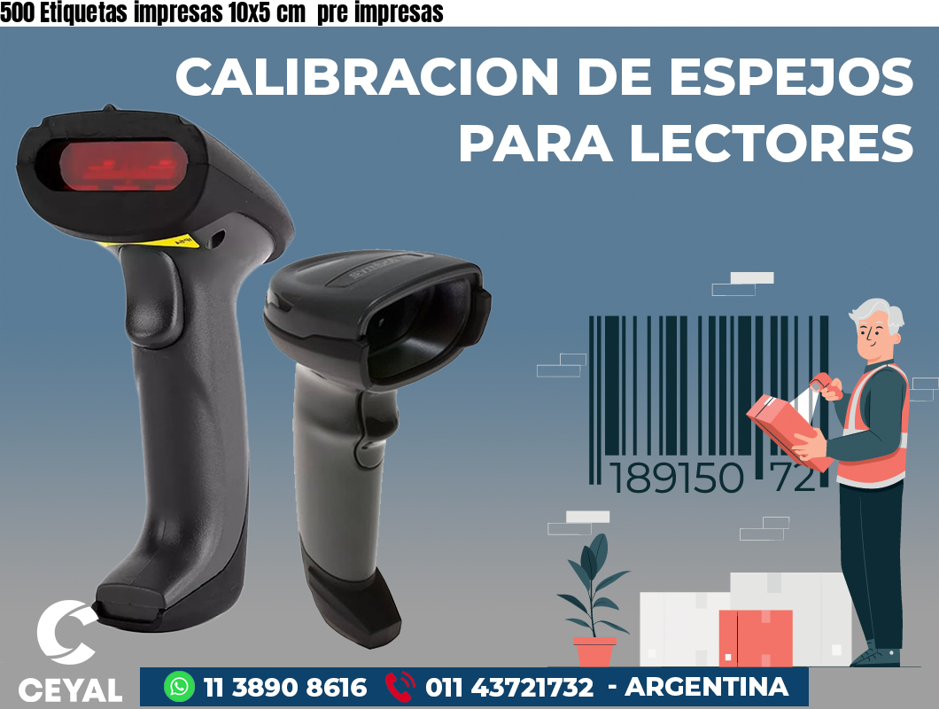500 Etiquetas impresas 10x5 cm pre impresas