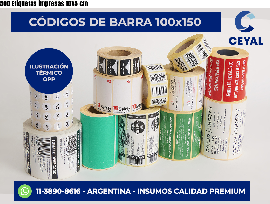 500 Etiquetas impresas 10×5 cm
