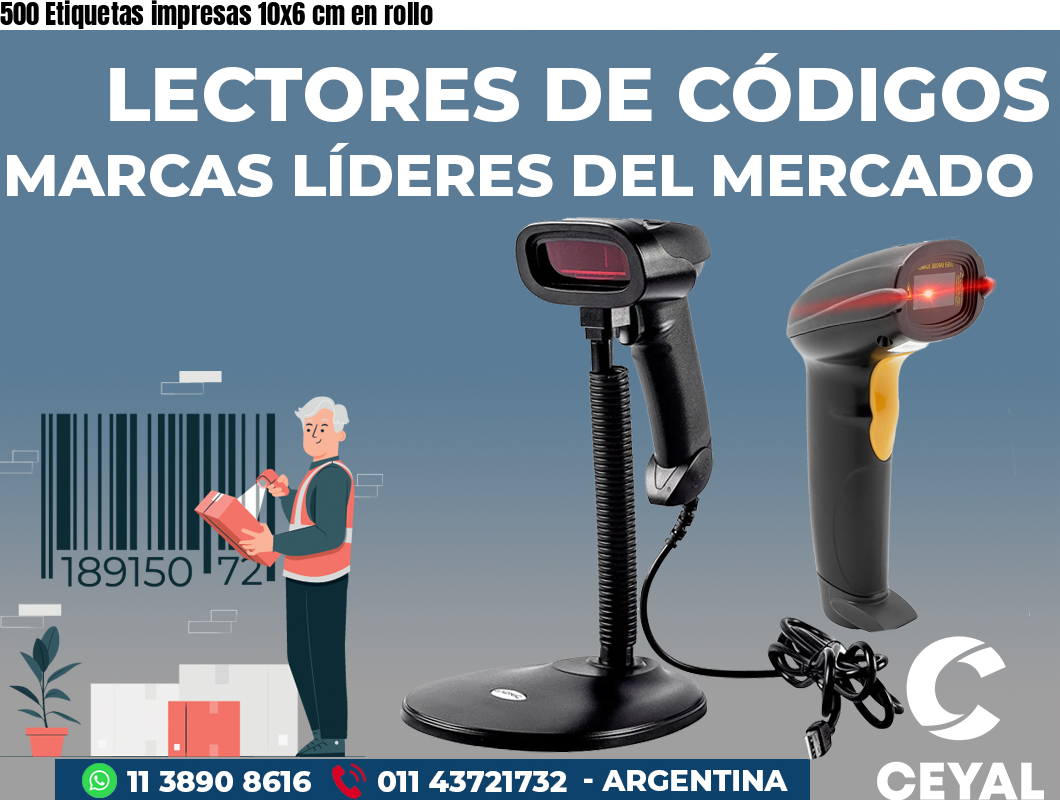 500 Etiquetas impresas 10x6 cm en rollo