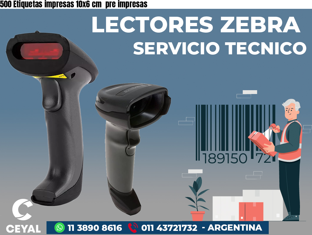 500 Etiquetas impresas 10x6 cm pre impresas