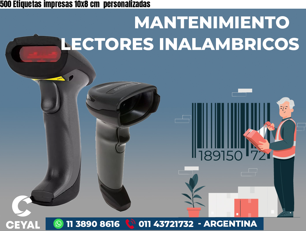 500 Etiquetas impresas 10x8 cm  personalizadas