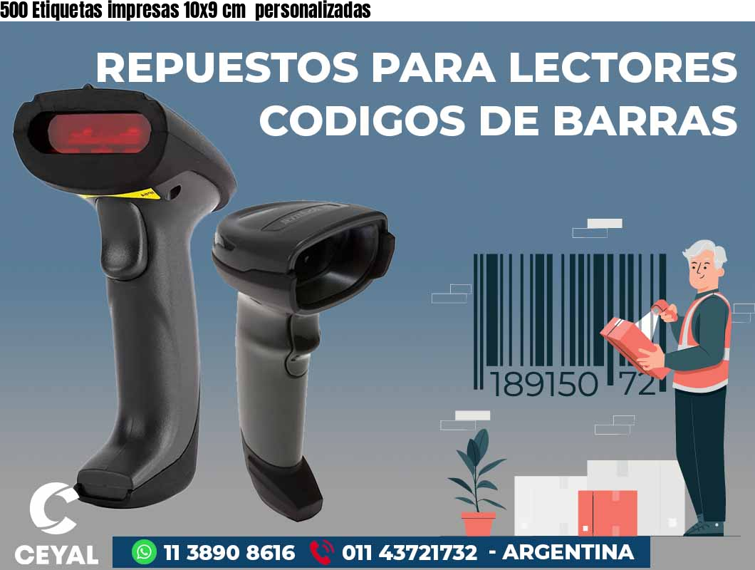500 Etiquetas impresas 10x9 cm  personalizadas