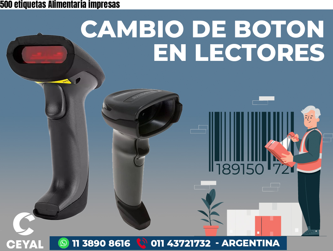500 etiquetas Alimentaria impresas