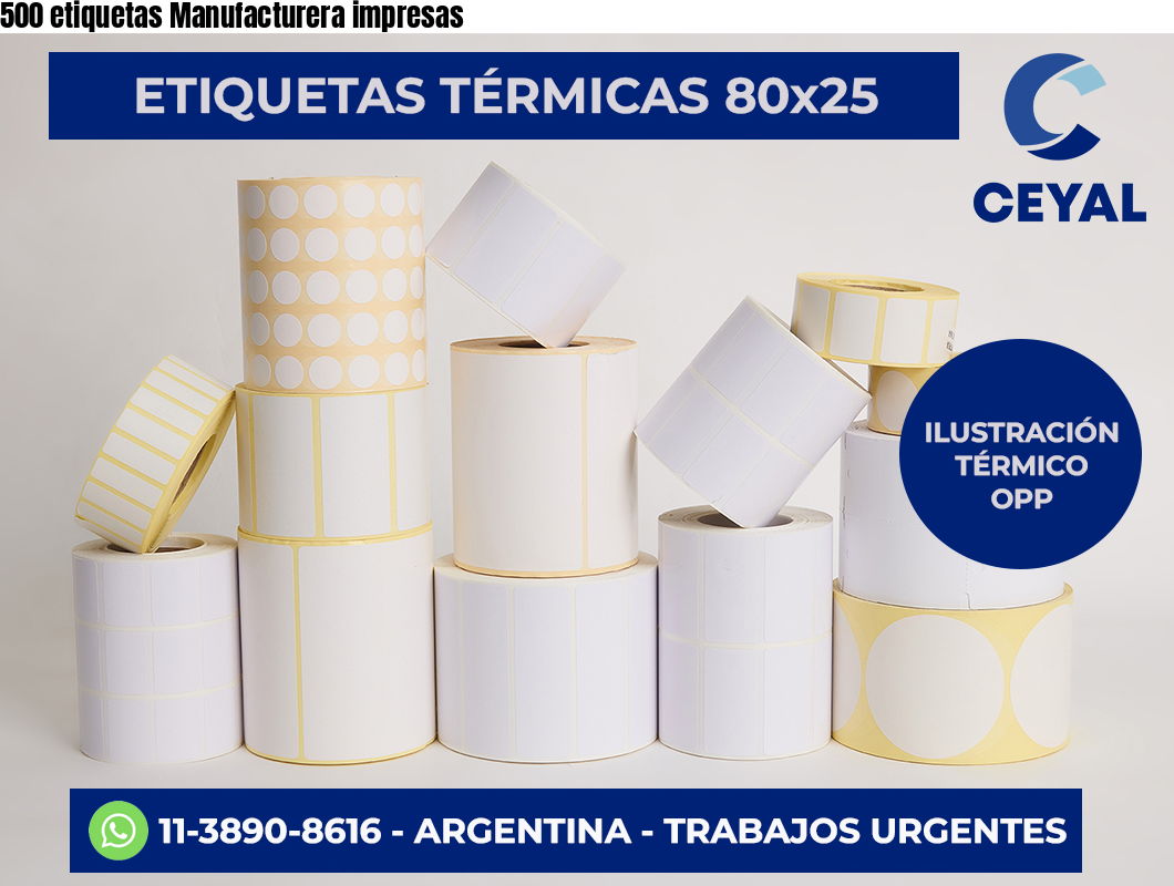 500 etiquetas Manufacturera impresas