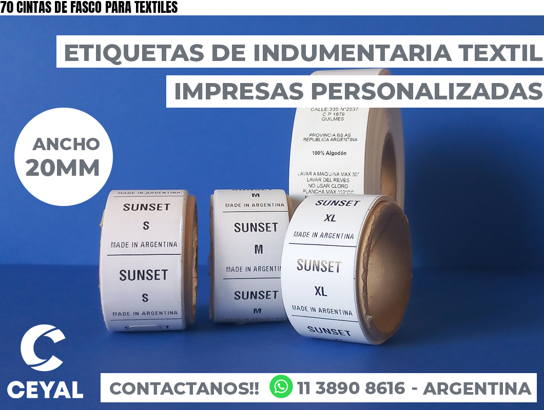70 CINTAS DE FASCO PARA TEXTILES
