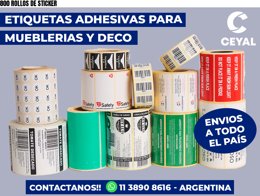 800 ROLLOS DE STICKER