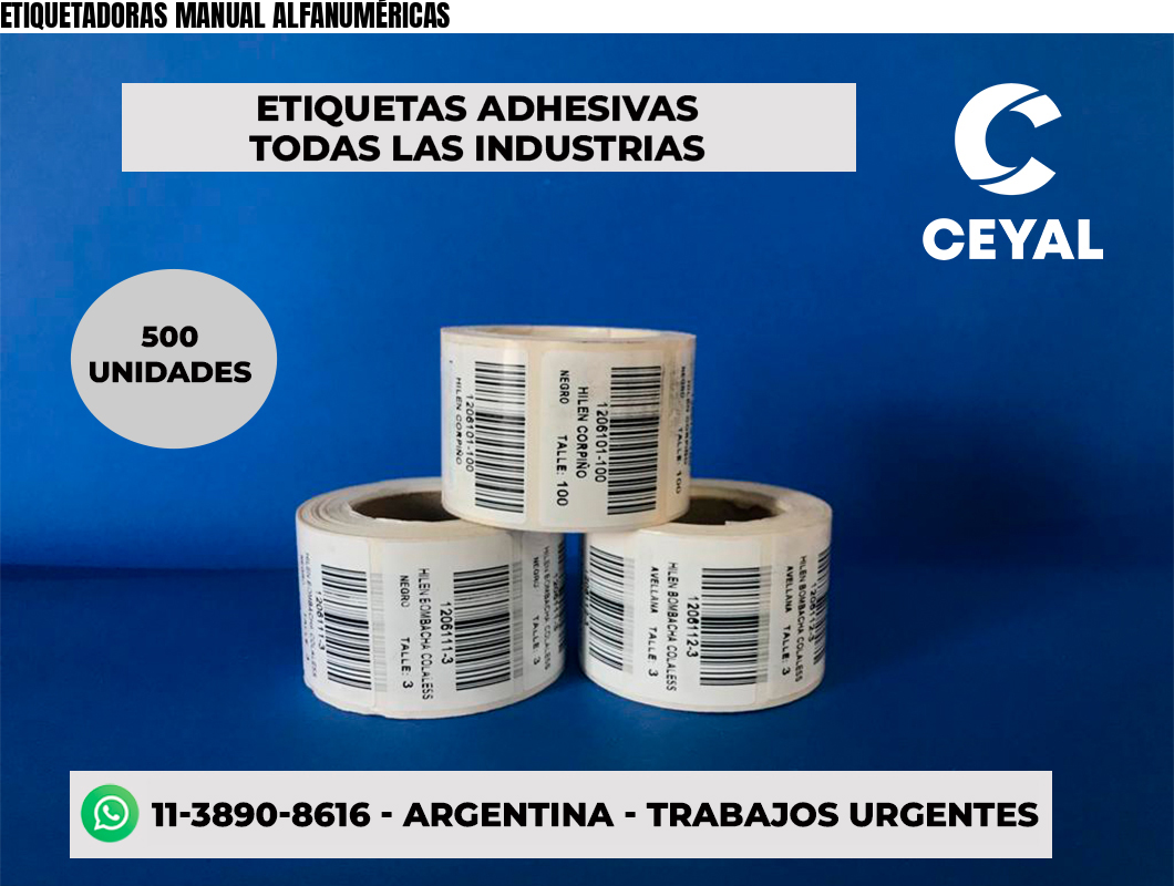 ETIQUETADORAS MANUAL ALFANUMÉRICAS