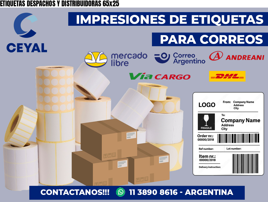 ETIQUETAS DESPACHOS Y DISTRIBUIDORAS 65×25