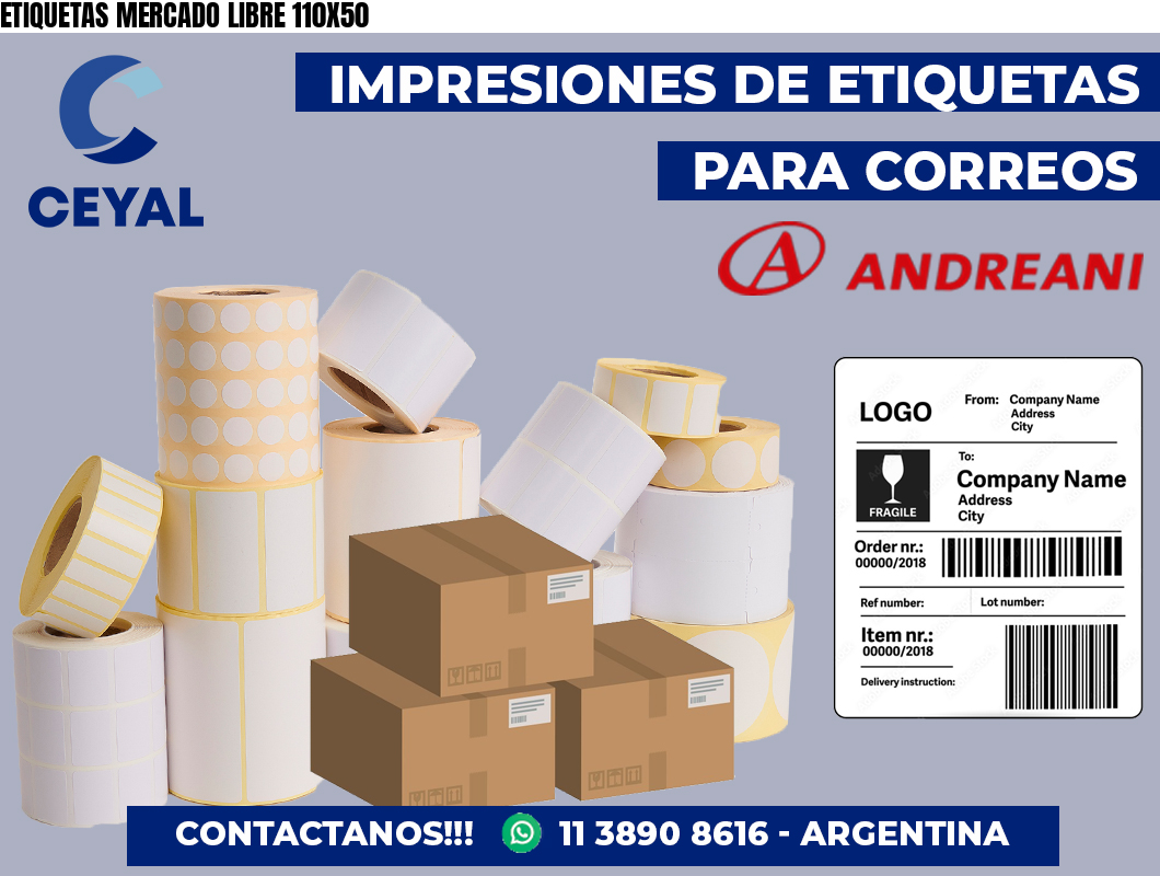 ETIQUETAS MERCADO LIBRE 110X50