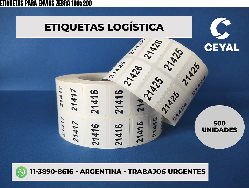 ETIQUETAS PARA ENVÍOS ZEBRA 100x200