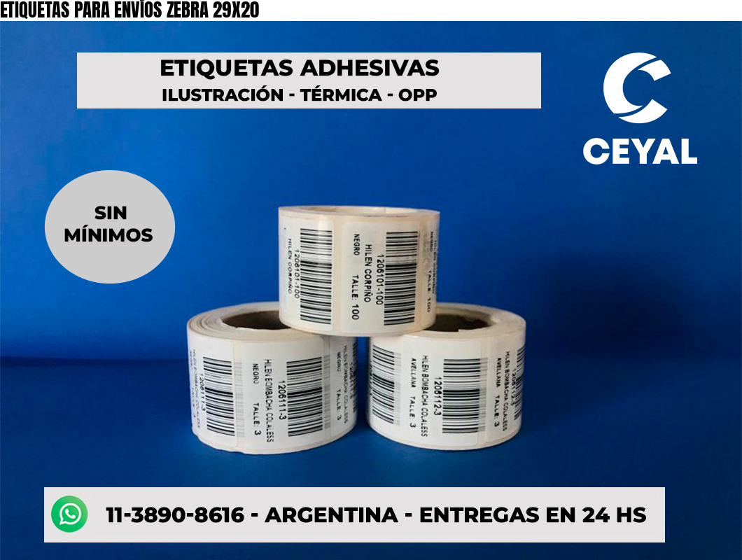 ETIQUETAS PARA ENVÍOS ZEBRA 29X20