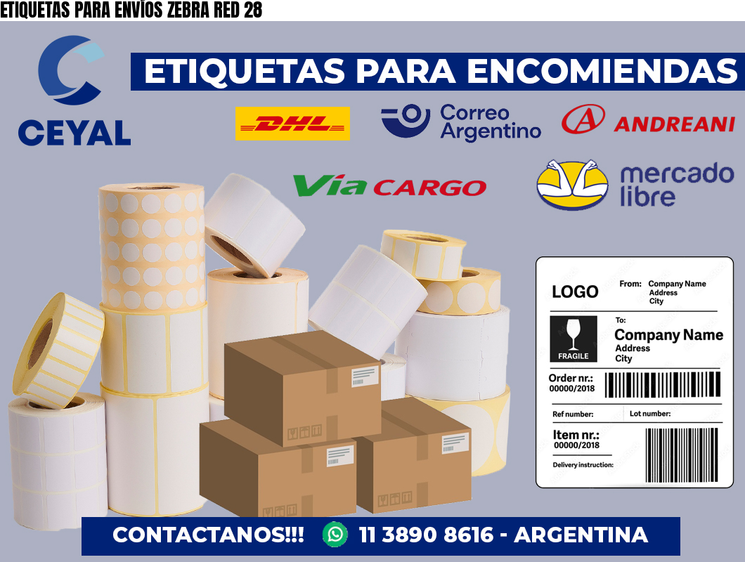 ETIQUETAS PARA ENVÍOS ZEBRA RED 28