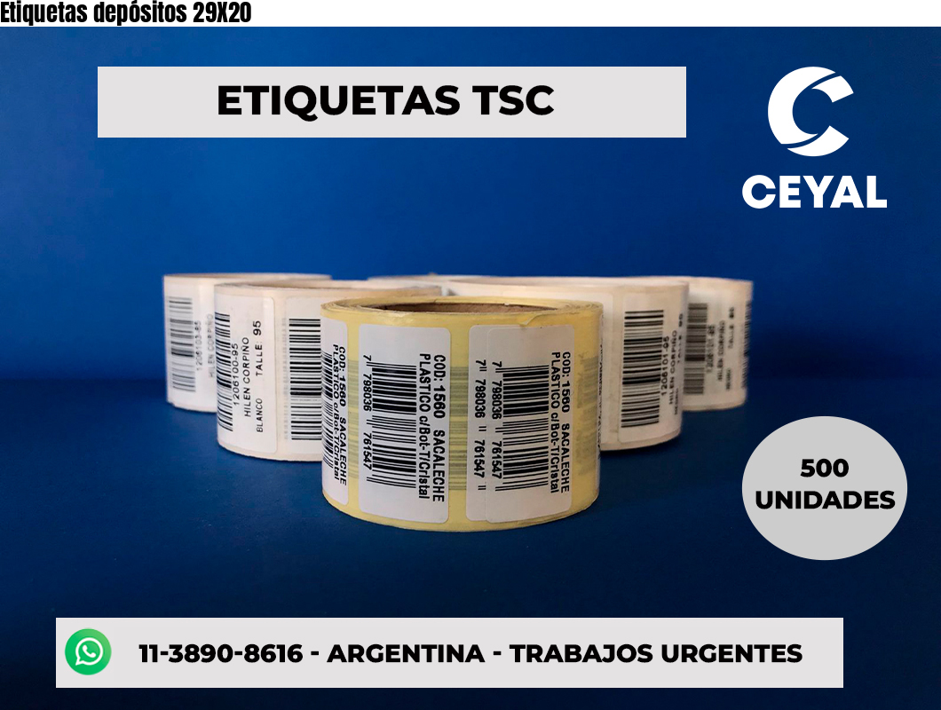 Etiquetas depósitos 29X20