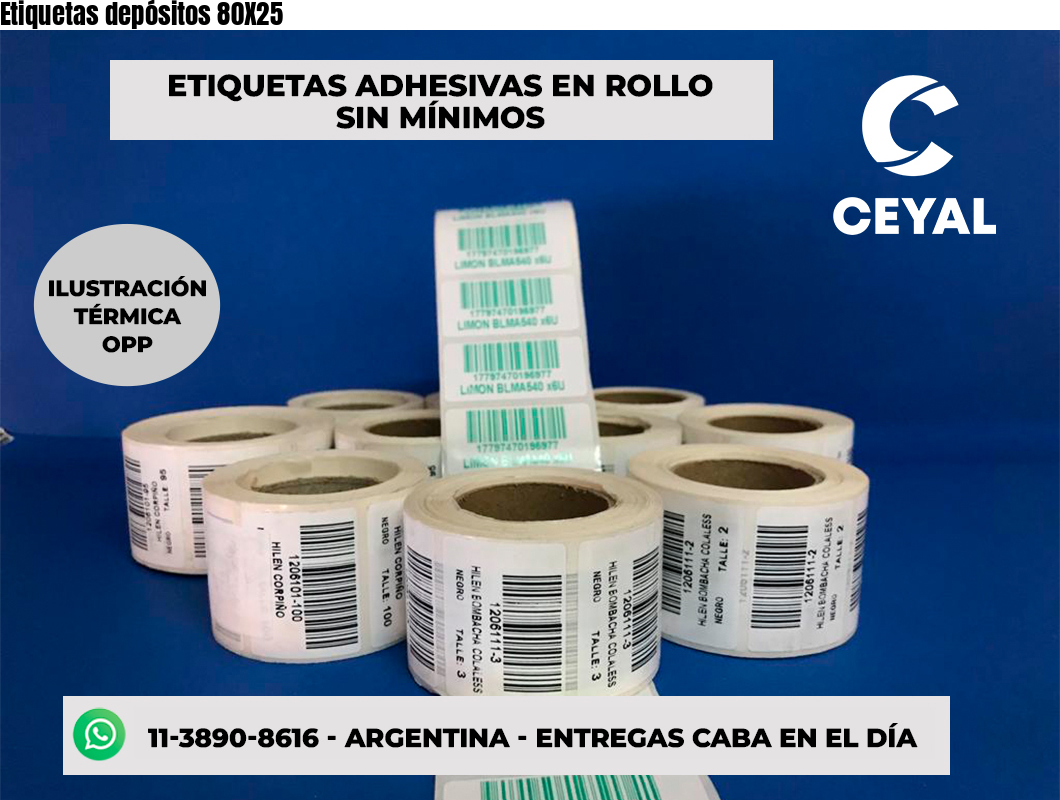 Etiquetas depósitos 80X25