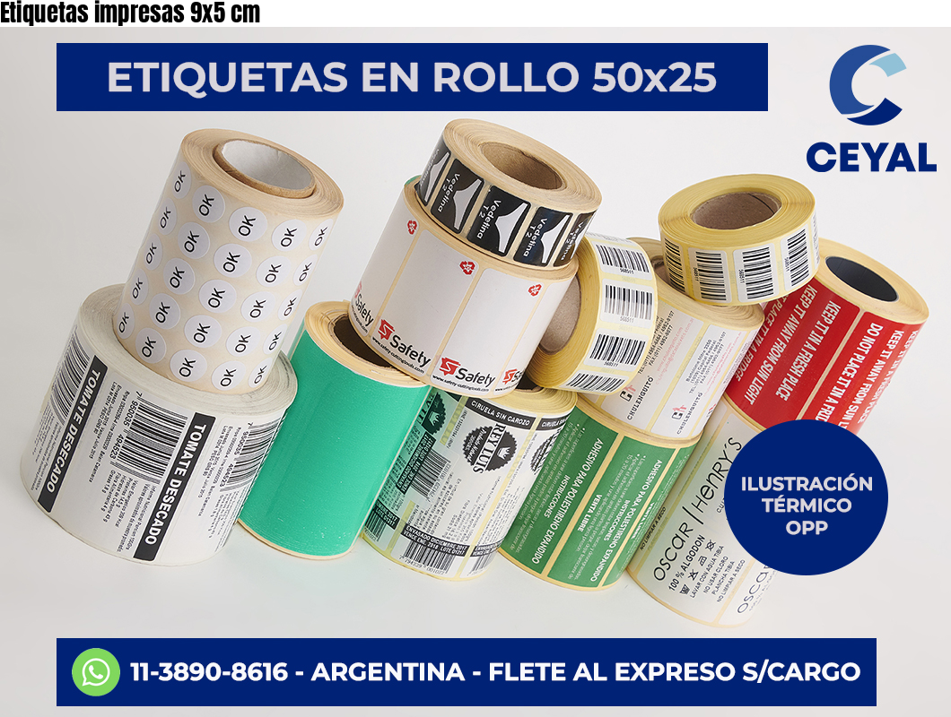 Etiquetas impresas 9×5 cm