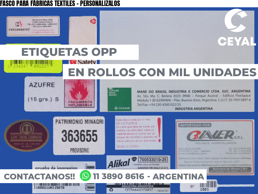 FASCO PARA FÁBRICAS TEXTILES - PERSONALIZALOS