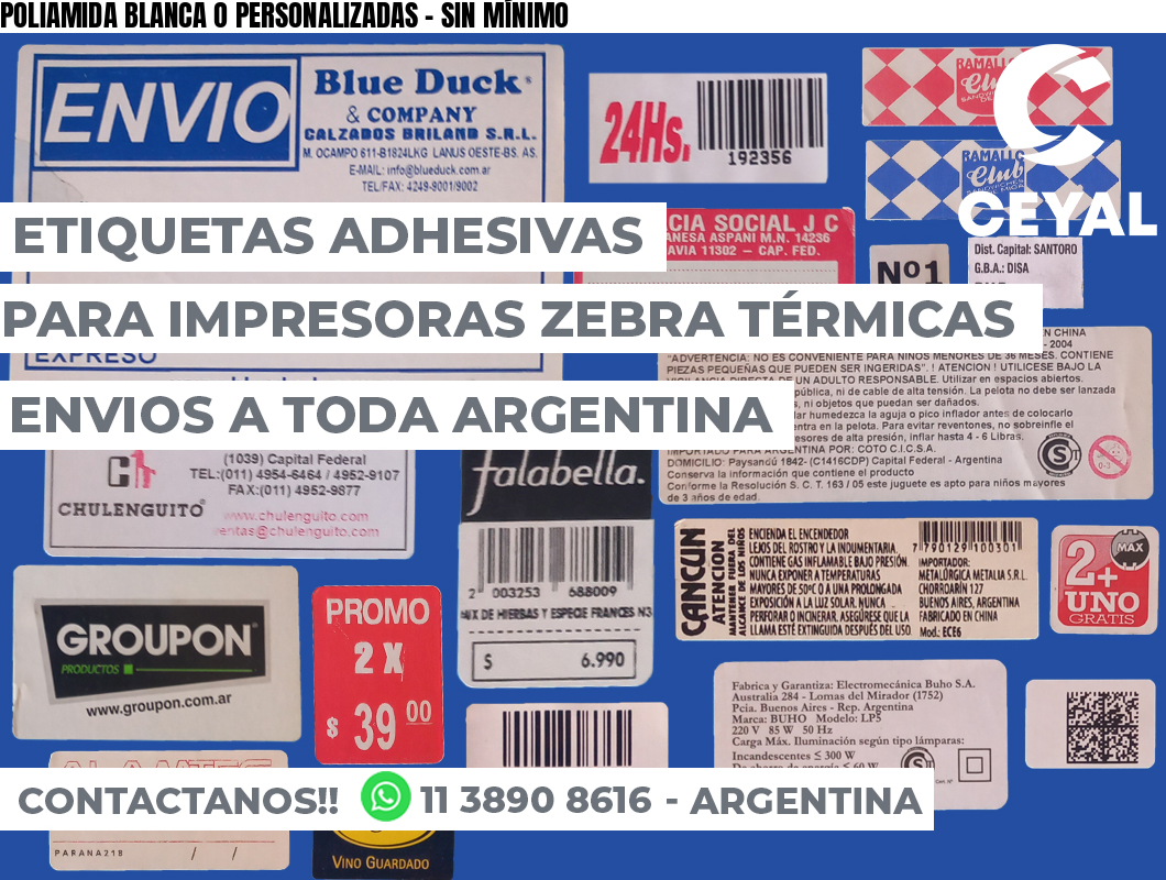 POLIAMIDA BLANCA O PERSONALIZADAS - SIN MÍNIMO