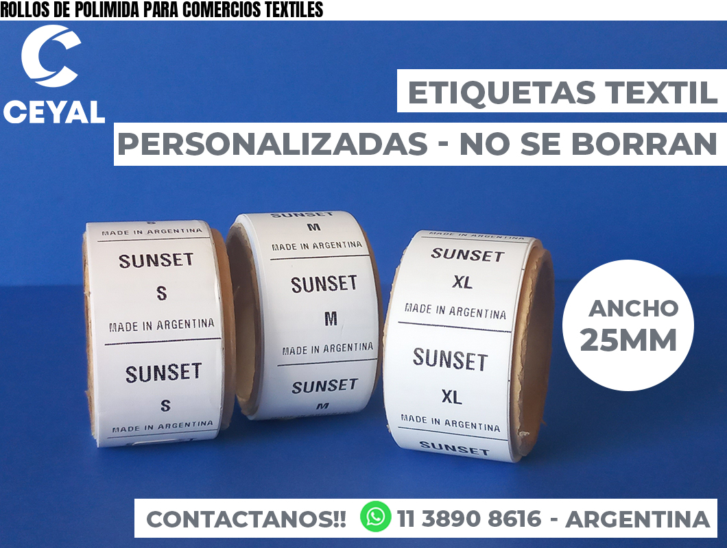 ROLLOS DE POLIMIDA PARA COMERCIOS TEXTILES