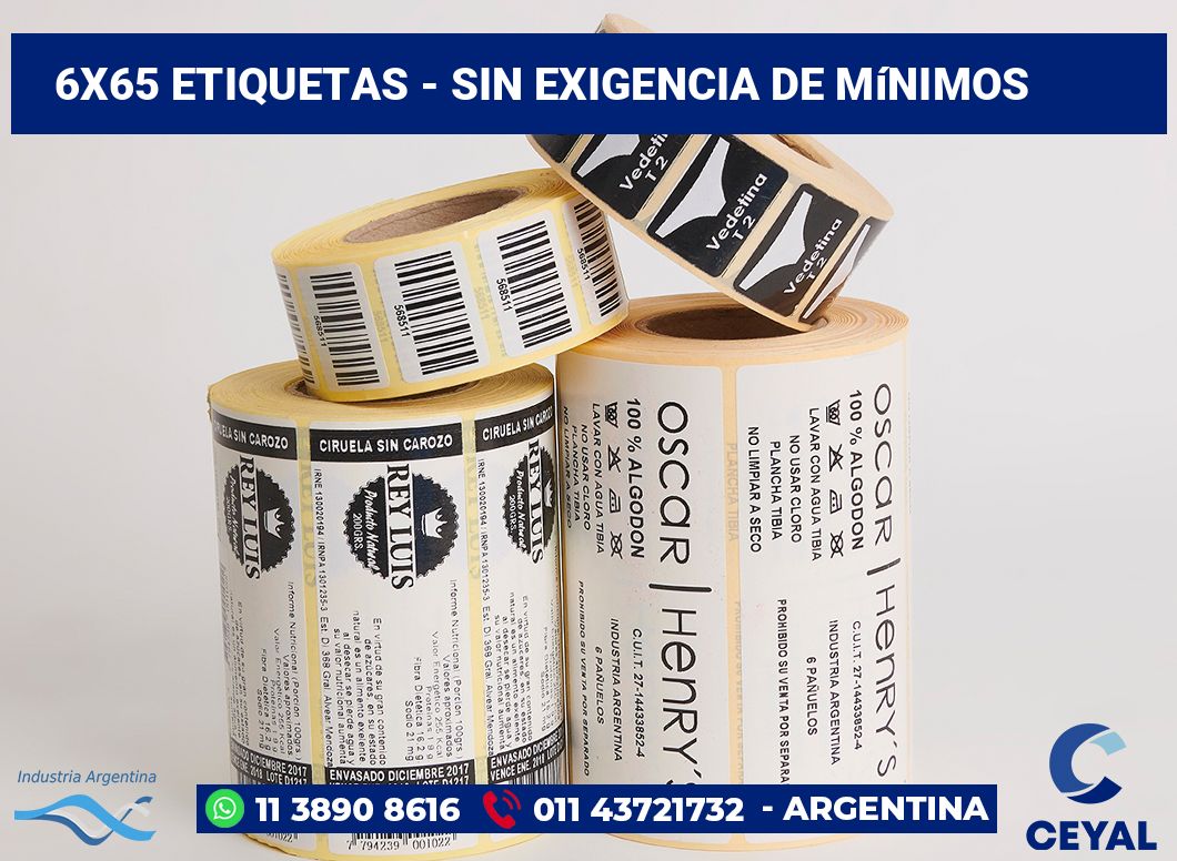 6×65 Etiquetas