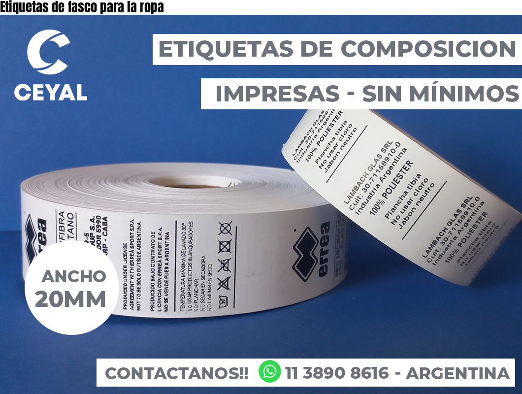 Etiquetas de fasco para la ropa